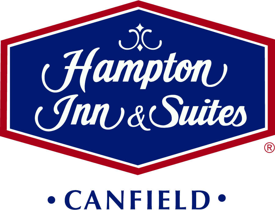 Hampton Inn and Suites in canfield logo- red, white and blue