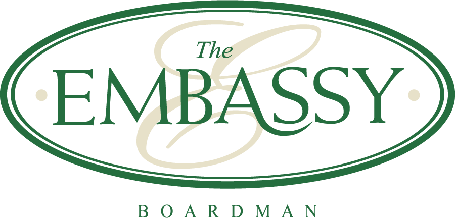 The Embassy Event Center logo in Boardman